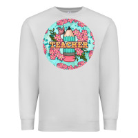 Dove Grey teacher floral pencil round earring Premium Sweatshirt - BundleAndBundleShop