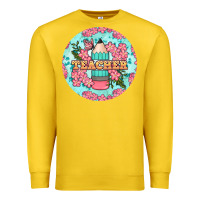Lemon teacher floral pencil round earring Premium Sweatshirt - BundleAndBundleShop
