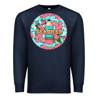 Navy teacher floral pencil round earring Premium Sweatshirt - BundleAndBundleShop