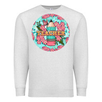 Oatmeal Heather teacher floral pencil round earring Premium Sweatshirt - BundleAndBundleShop