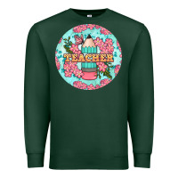 Sports Green teacher floral pencil round earring Premium Sweatshirt - BundleAndBundleShop