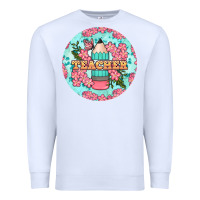 White teacher floral pencil round earring Premium Sweatshirt - BundleAndBundleShop