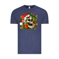 Vintage Denim christmas skull and gift Vintage Tee - AdoDesignShop