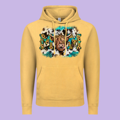 Highland Cow Mom Vintage Hoodie Designed By Jahusdesignshop