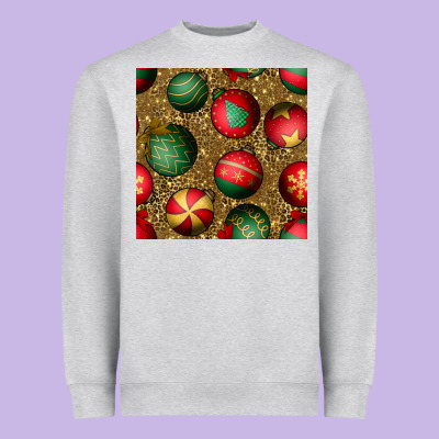 Christmas Ornaments And Leopard Seamless Pattern Heavyweight Sweatshirt Designed By Bundleandbundleshop