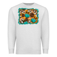 Oatmeal Heather fall pumpkin distressed background Premium Sweatshirt - BundleAndBundleShop
