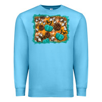 Ocean Blue fall pumpkin distressed background Premium Sweatshirt - BundleAndBundleShop
