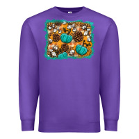 Purple fall pumpkin distressed background Premium Sweatshirt - BundleAndBundleShop