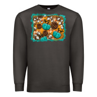 Smoke fall pumpkin distressed background Premium Sweatshirt - BundleAndBundleShop