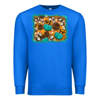 True Royal fall pumpkin distressed background Premium Sweatshirt - BundleAndBundleShop