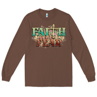 Chestnut faith over fear cross Long Sleeve Tee - NancyCooperArtShop