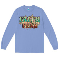 Colony Blue faith over fear cross Long Sleeve Tee - NancyCooperArtShop