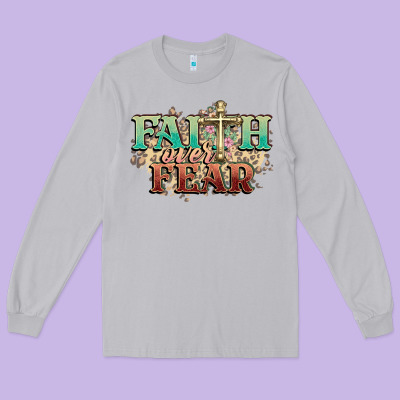 Faith Over Fear Cross Long Sleeve Tee Designed By Nancycooperartshop