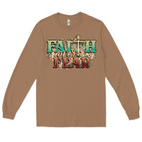 Toasted Coconut faith over fear cross Long Sleeve Tee - NancyCooperArtShop
