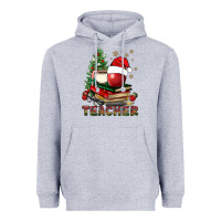 Heather Grey Teacher With Christmas Tree Heavyweight Hoodie - BundleAndBundleShop