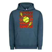 Pigment Midnight Navy Game day softball lightning bolt Urban Hoodie - HowdyJamesFarm