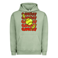 Pigment Oil Green Game day softball lightning bolt Urban Hoodie - HowdyJamesFarm