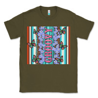 Army Green groovy with flowers and Butterflies Classic Tee - Artiststas