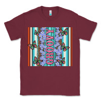 Burgundy groovy with flowers and Butterflies Classic Tee - Artiststas