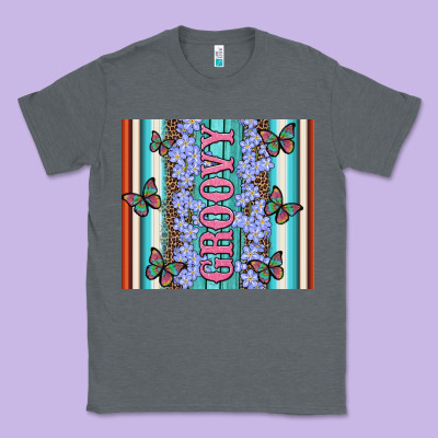 Groovy With Flowers And Butterflies Classic Tee Designed By Artiststas