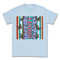 Dusty Blue groovy with flowers and Butterflies Classic Tee - Artiststas