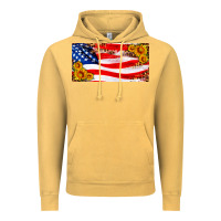 Vintage Mustard usa flag and sunflower license plate Vintage Hoodie - HRA Design Shop