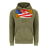 Vintage Olive usa flag and sunflower license plate Vintage Hoodie - HRA Design Shop
