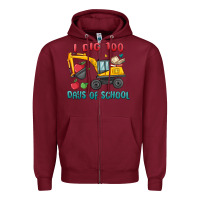 Burgundy i dig 100 days of school excavator Zipper Hoodie - MaliasSmallBusiness