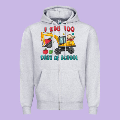 I Dig 100 Days Of School Excavator Zipper Hoodie Designed By Maliassmallbusiness