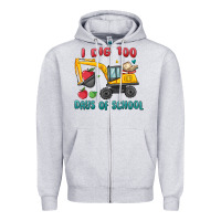 Heather Grey i dig 100 days of school excavator Zipper Hoodie - MaliasSmallBusiness