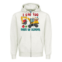 Oatmeal Heather i dig 100 days of school excavator Zipper Hoodie - MaliasSmallBusiness