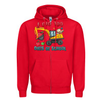 Red i dig 100 days of school excavator Zipper Hoodie - MaliasSmallBusiness