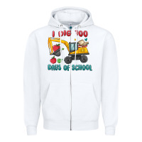 White i dig 100 days of school excavator Zipper Hoodie - MaliasSmallBusiness