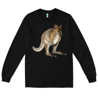 Black Hand Drawn Wallaby Animal Long Sleeve Tee - LillyAllenDesigns
