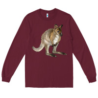 Burgundy Hand Drawn Wallaby Animal Long Sleeve Tee - LillyAllenDesigns