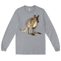 Heather Grey Hand Drawn Wallaby Animal Long Sleeve Tee - LillyAllenDesigns