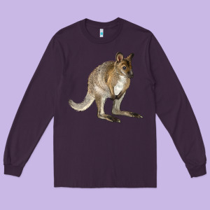 Hand Drawn Wallaby Animal Long Sleeve Tee Designed By Lillyallendesigns