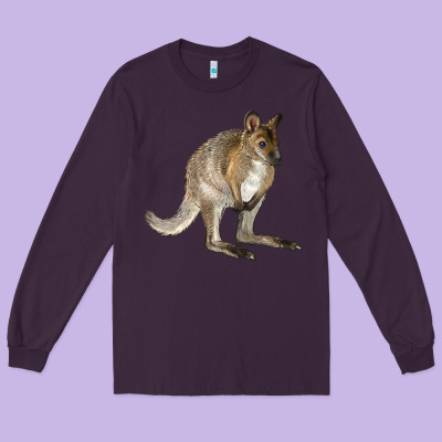 Hand Drawn Wallaby Animal Long Sleeve Tee Designed By Lillyallendesigns