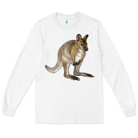 White Hand Drawn Wallaby Animal Long Sleeve Tee - LillyAllenDesigns