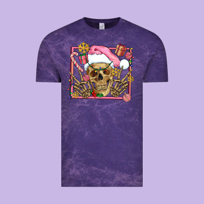 Pink Christmas Skeleton Vintage Tee Designed By Adodesignshop