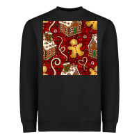 Black christmas gingerbread cookie house seamless pattern Heavyweight Sweatshirt - BundleAndBundleShop