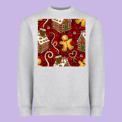 Christmas Gingerbread Cookie House Seamless Pattern Heavyweight Sweatshirt Designed By Bundleandbundleshop