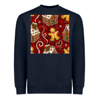 Navy christmas gingerbread cookie house seamless pattern Heavyweight Sweatshirt - BundleAndBundleShop