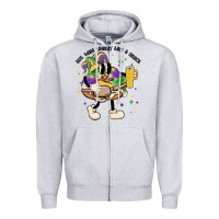 Heather Grey out here lookin like a snack king cake mardi gras Zipper Hoodie - MaliasSmallBusiness