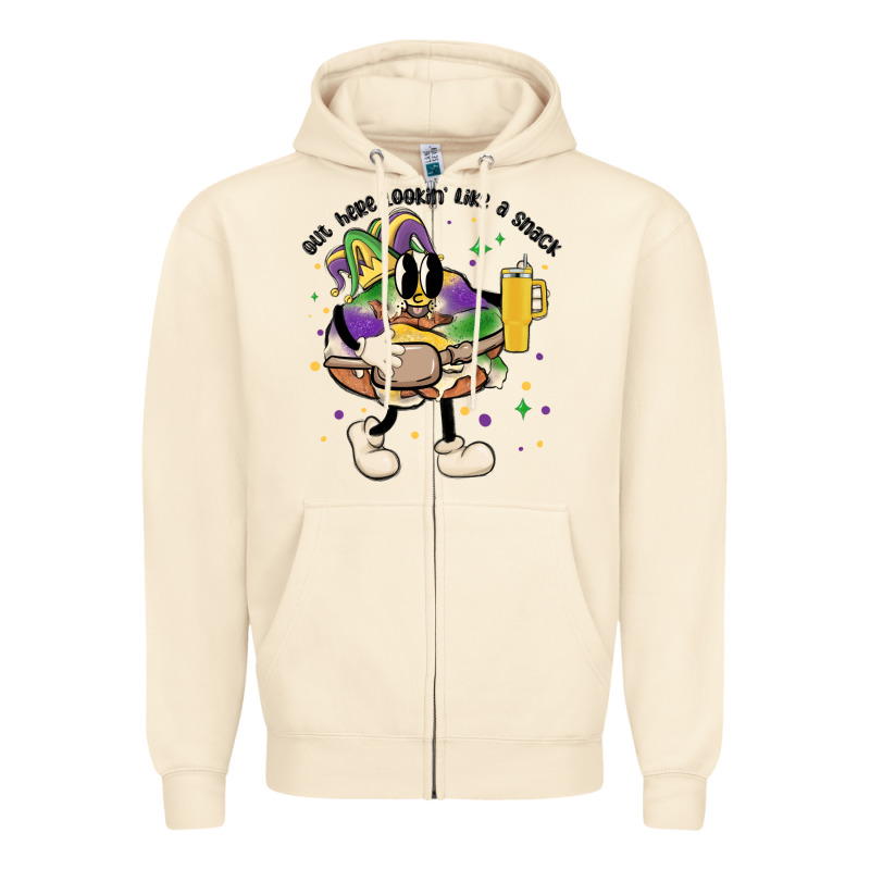 Out Here Lookin Like A Snack King Cake Mardi Gras Zipper Hoodie by MaliasSmallBusiness | Teevron