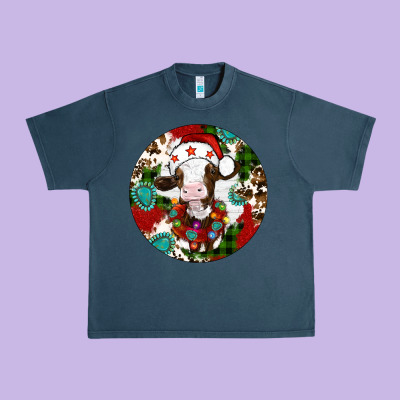 Christmas Cow Gemstone Urban Heavy Tee Designed By Artiststas