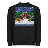 Black christmas town and farm tractor seamless pattern Heavyweight Sweatshirt - BundleAndBundleShop