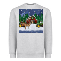 Heather Grey christmas town and farm tractor seamless pattern Heavyweight Sweatshirt - BundleAndBundleShop