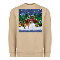 Mushroom christmas town and farm tractor seamless pattern Heavyweight Sweatshirt - BundleAndBundleShop