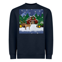 Christmas Town And Farm Tractor Seamless Pattern Heavyweight Sweatshirt | Teevron